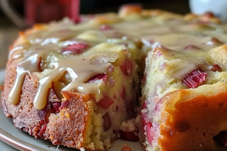 Rhubarb Cake with Butter Sauce