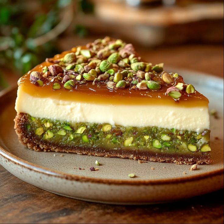 Honey Pistachio Baklava Cheesecake