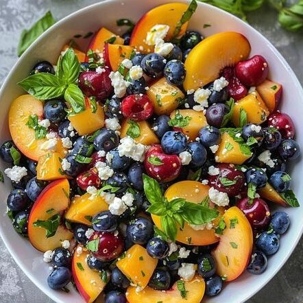 Blueberry Peach Feta Salad