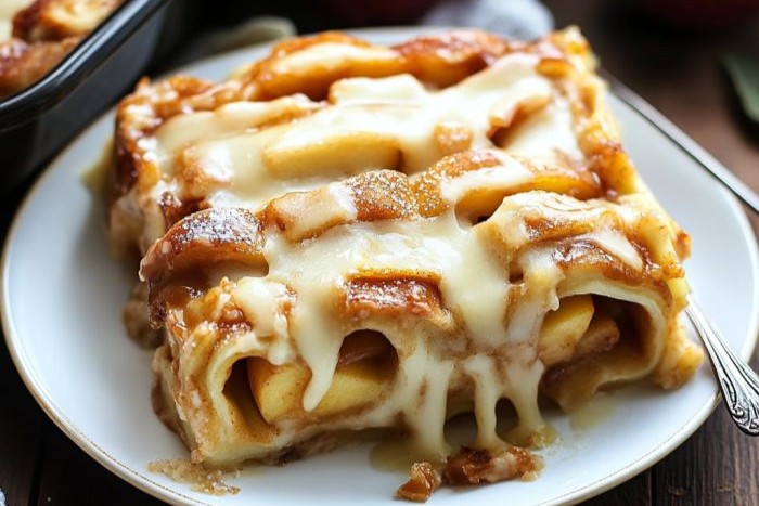 Caramel Apple Cinnamon Roll Lasagna