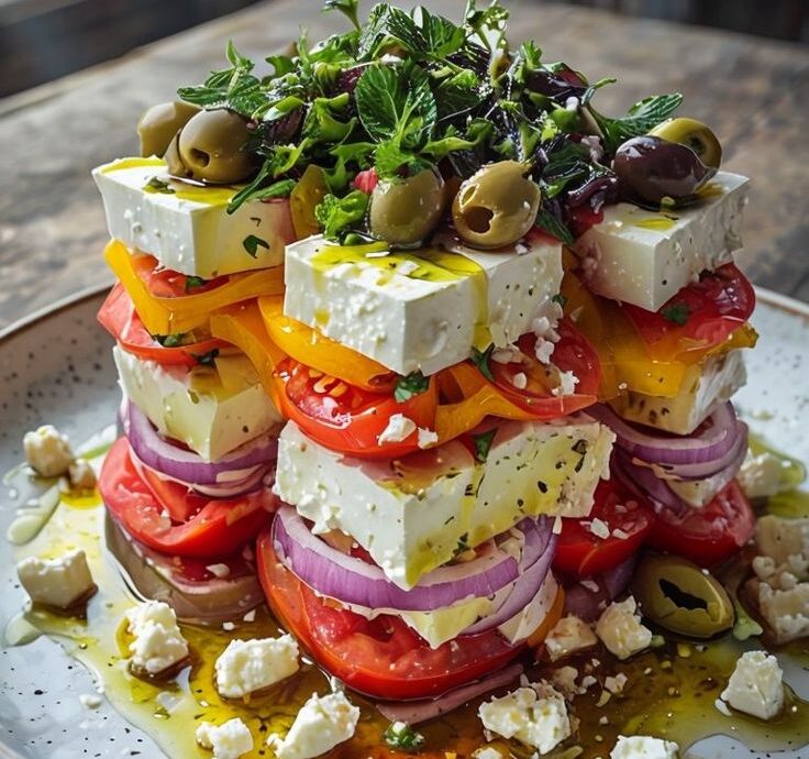 Greek Feta Salad Tower