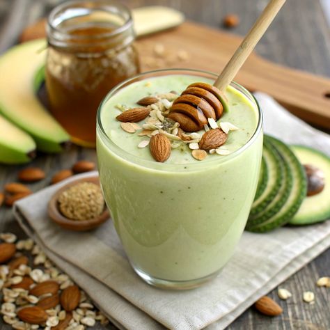Almond Banana and Avocado Smoothie with Honey